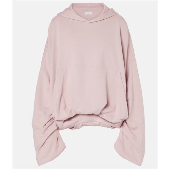 DRIES VAN NOTEN Sz L Large Light Pink Hannett Draped Hoodie Sweatshirt Pullover - Picture 10 of 11